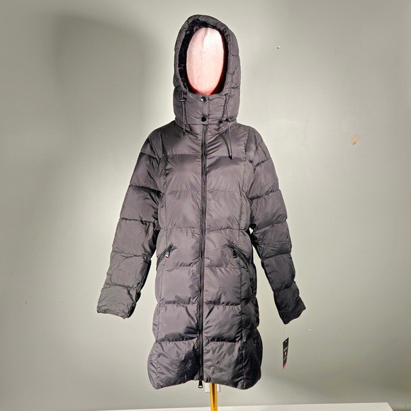 NWT Swiss Alps Black Women's Puffer Coat with Faux-Fur Hood - Picture 2 of 8